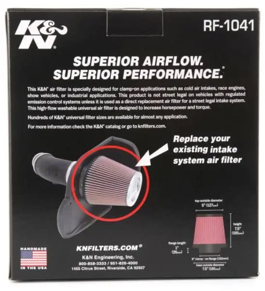 K&N Round Tapered Universal Air Filter 6 inch Flange 7 1/2 inch Base 5 inch Top 7 1/2 inch Height thumbnail 9