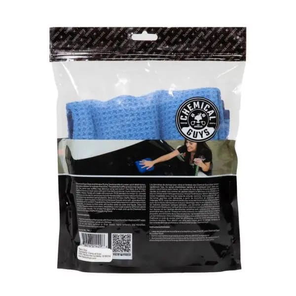 Chemical Guys Waffle Weave Glass & Window Microfiber Towel - 24in x 16in - Blue thumbnail 2