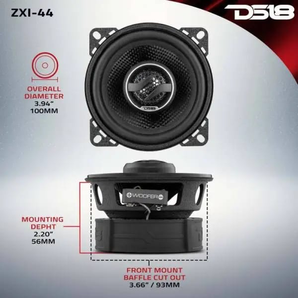 DS18 4in 50 Watts RMS 4 ohm 2-Way Coaxial Speaker w/ Kevlar Cones thumbnail 2