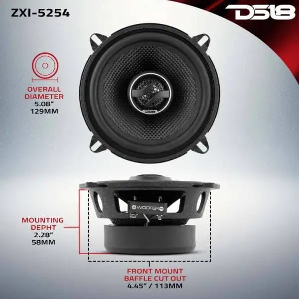 DS18 5.25in 60Watts RMS 4 ohm 2-Way Coaxial Speaker w/ Kevlar Cones thumbnail 2