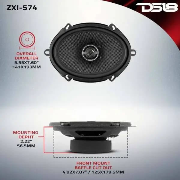 DS18 5x7in 70 Watts RMS 4 ohm 2-Way Coaxial Speaker w/ Kevlar Cones thumbnail 3