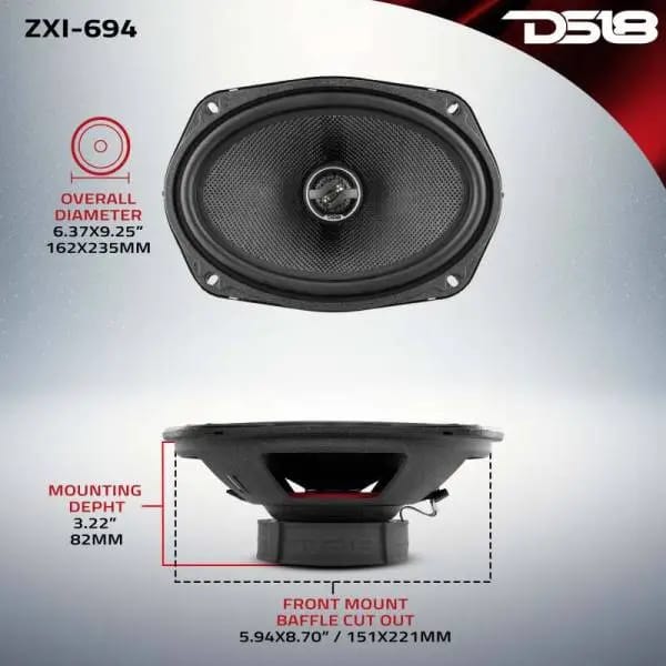 DS18 6x9in 120 Watts RMS 4 ohm 2-Way Coaxial Speaker w/ Kevlar Cones thumbnail 2