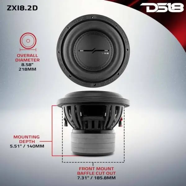 DS18 8in 600 Watts RMS 2 ohm DVC High Excursion Subwoofer thumbnail 3