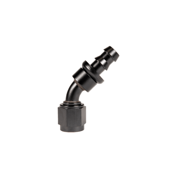 Fleece Performance Universal -8AN 45Deg to Hose Barb - Black