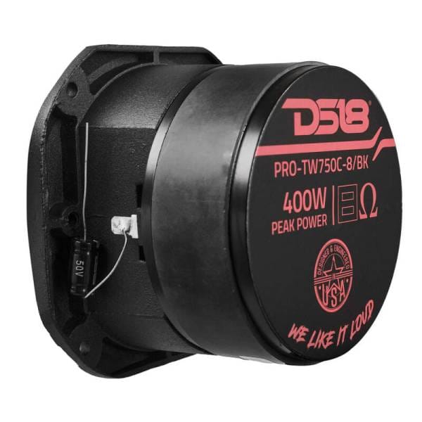 DS18 4in Super Bullet Tweeter 200 Watts RMS 1.5in Titanium Vc 8 ohm Silver