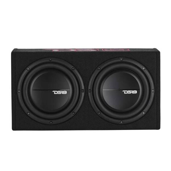 DS18 Dual 10in Shallow Enclosure w/ Subwoofer 350 Watts RMS Sealed Black Carpet