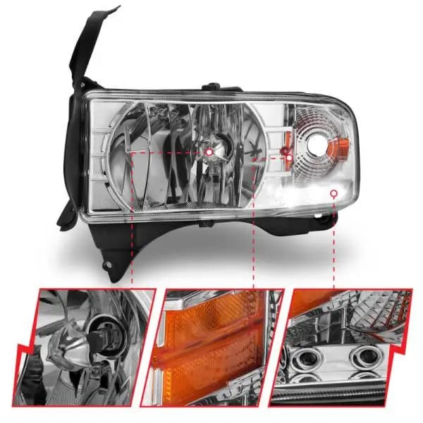 ANZO 1994-2001 Dodge Ram Crystal Headlights Chrome w/ LED thumbnail 5