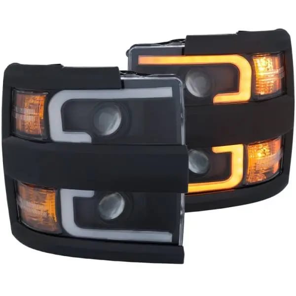ANZO Projector Headlights 15-17 Chevrolet Silverado 2500HD / 3500HD Black w/ Black Rim thumbnail 4
