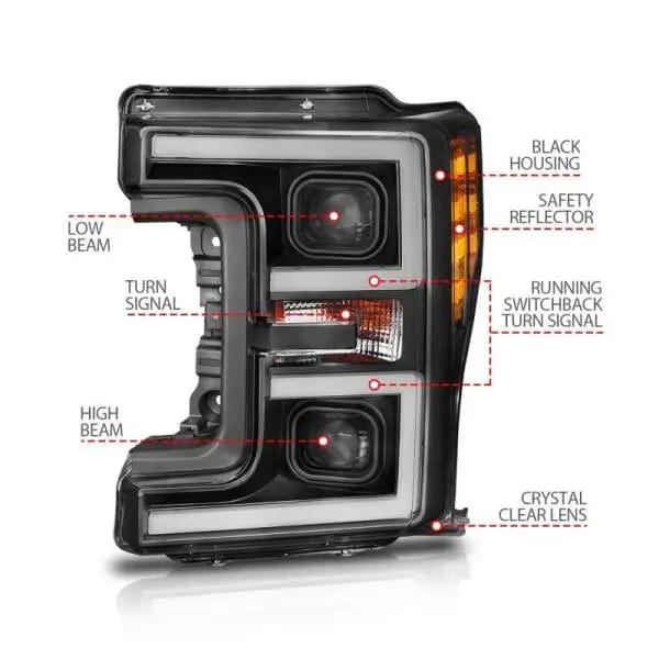 ANZO LED Headlights 17-18 Ford F-250 Super Duty Plank-Style L.E.D. Headlight Black (Pair) thumbnail 6