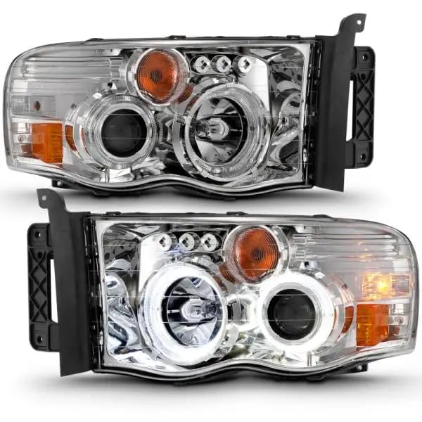 ANZO 2002-2005 Dodge Ram 1500 Projector Headlights w/ Halo Chrome Clear Amber thumbnail 3