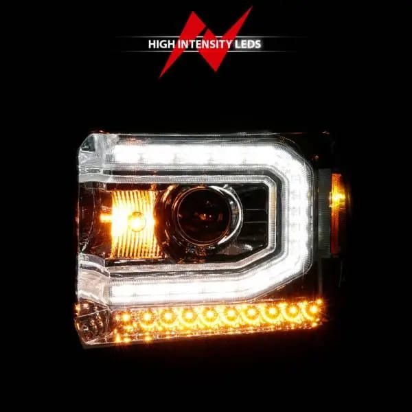 ANZO 2014-2015 GMC Sierra 1500 Projector Headlights w/ Light Bar Chrome Housing (Halogen Type) thumbnail 6
