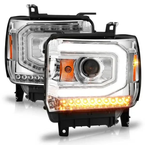 ANZO 2014-2015 GMC Sierra 1500 Projector Headlights w/ Light Bar Chrome Housing (Halogen Type) thumbnail 7