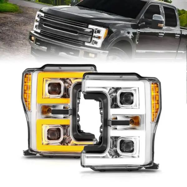 ANZO 17-19 Ford F-250/350/450 SD (w/o Factory LED HL) LED Proj Headlights w/Light Bar Switchback Chr thumbnail 2