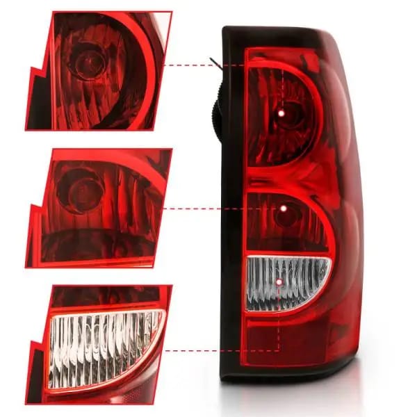 ANZO 2004-2007 Chevy Silverado Taillight Red/Clear Lens w/Black Trim (OE Replacement) thumbnail 4