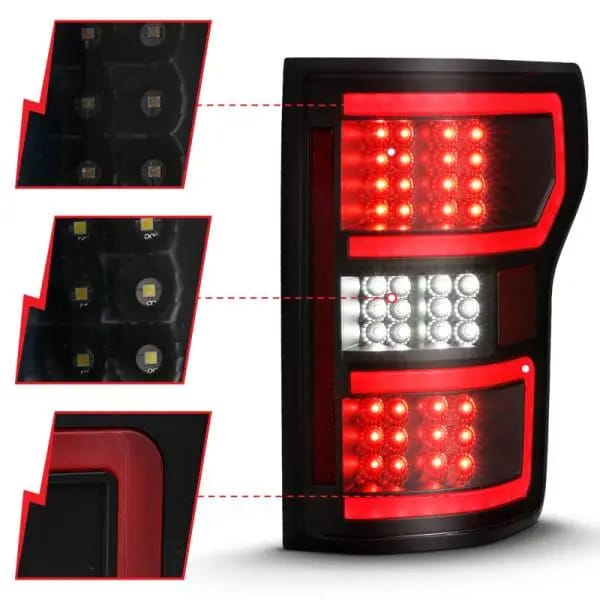 ANZO 18-19 Ford F-150 LED Taillight Black Housing Clear Lens Red Light Bar W/Sequential thumbnail 7