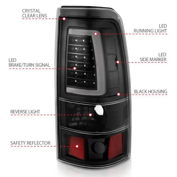 ANZO 2003-2006 Chevy Silverado 1500 LED Taillights Plank Style Black w/Clear Lens thumbnail 12