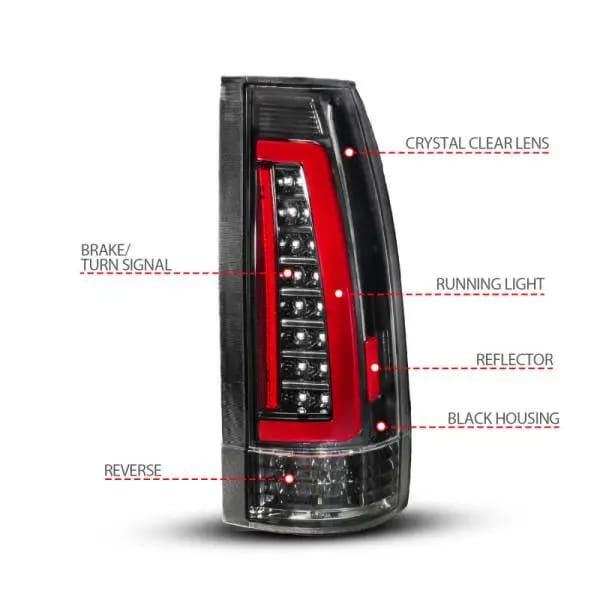 ANZO 88-99 Chevy/GMC C/K1500/2500/3500 Full LED Light Tube Taillights Black Housing Clear Lens thumbnail 4