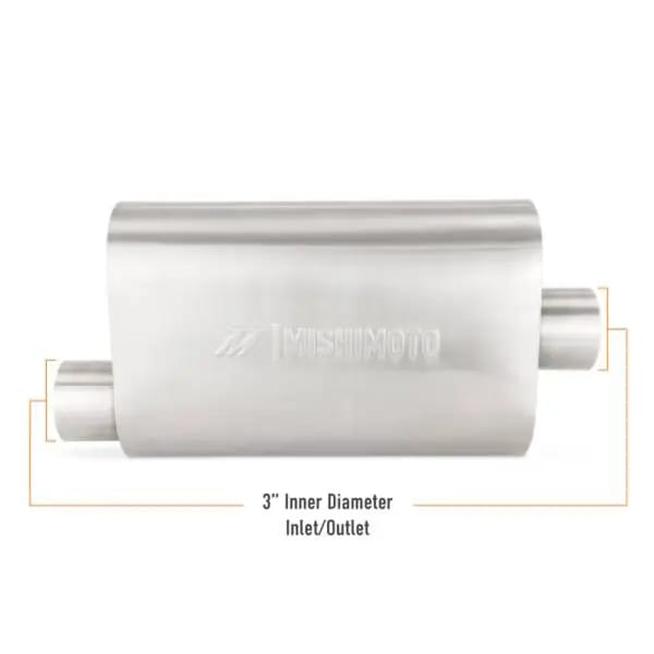 Mishimoto Universal Muffler with 3.0in Offset Inlet/Outlet - Brushed thumbnail 5
