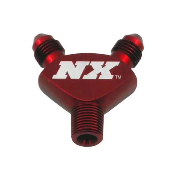 Nitrous Express 1/8NPT x 3AN x 3AN Billet Pure-Flo Y Fitting - Red thumbnail 2