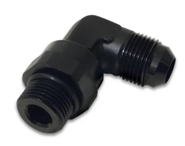 Vibrant -10AN Male Flare to Male -8 ORB Swivel 90 Degree Adapter - Anodized Black thumbnail 3