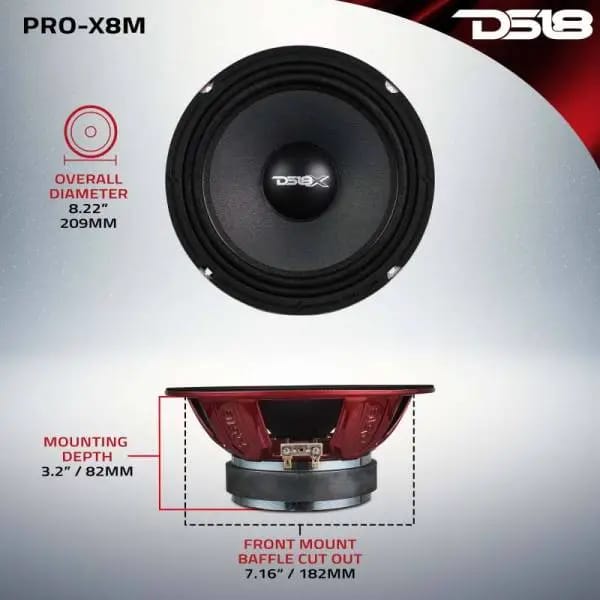 DS18 8in 275 Watts RMS 8 ohm Mid-Range Loudspeaker thumbnail 3