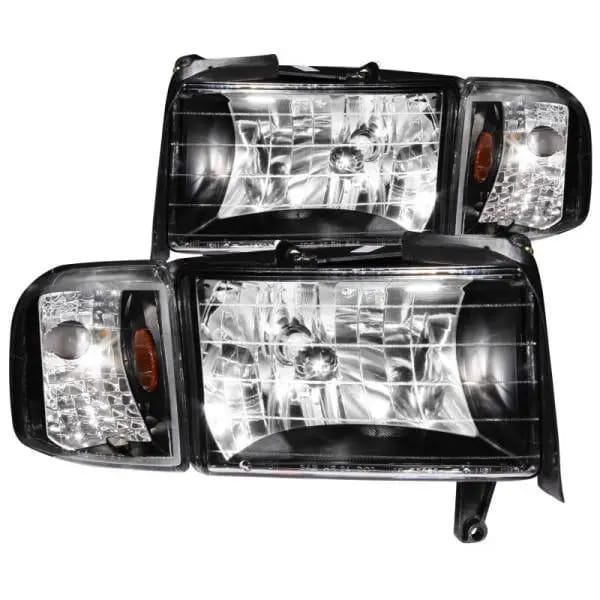 ANZO 1994-2001 Dodge Ram Crystal Headlights Black thumbnail 3