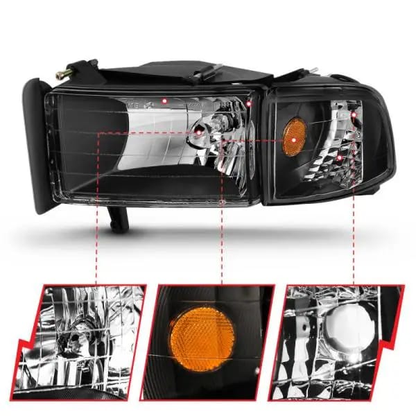ANZO 1994-2001 Dodge Ram Crystal Headlights Black thumbnail 8