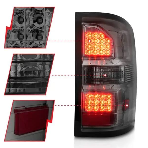 ANZO 2014-2018 GMC Sierra LED Tail Lights Black Housing Smoke Lens thumbnail 4