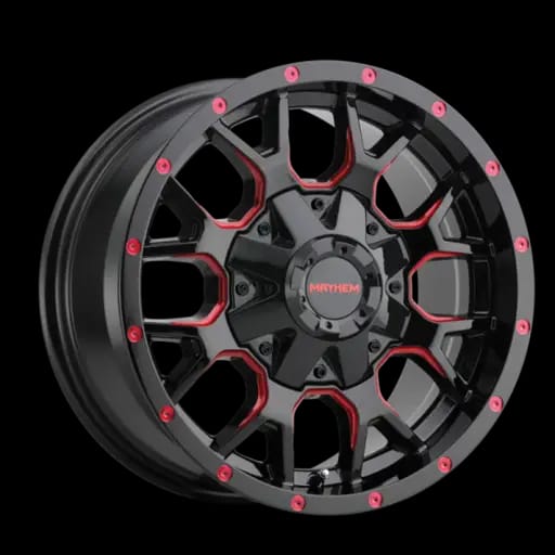 Mayhem 8015 Warrior 17x9 / 6x135 BP / 18mm Offset / 106mm Hub Black w/ Prism Red Wheel