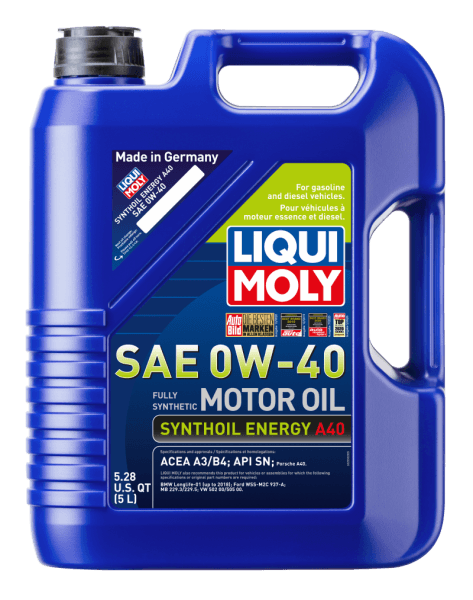 LIQUI MOLY 5L Synthoil Energy A40 Motor Oil SAE 0W40