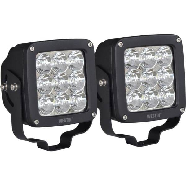 Westin Axis LED Auxiliary Light 4.5 inch x 4.5 inch Square Spot w/3W Osram (Set of 2) - Black