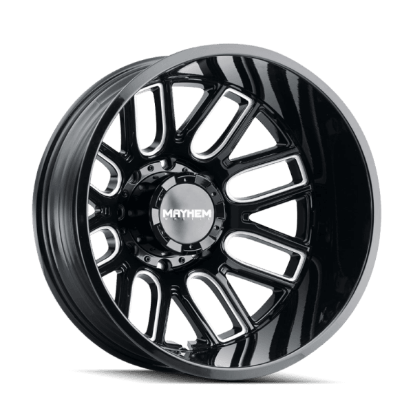 Mayhem 8107D Cogent Dually 20x8.25/8x210 BP/-192mm Offset/154.2mm Hub Black w/ Milled Spokes Wheel
