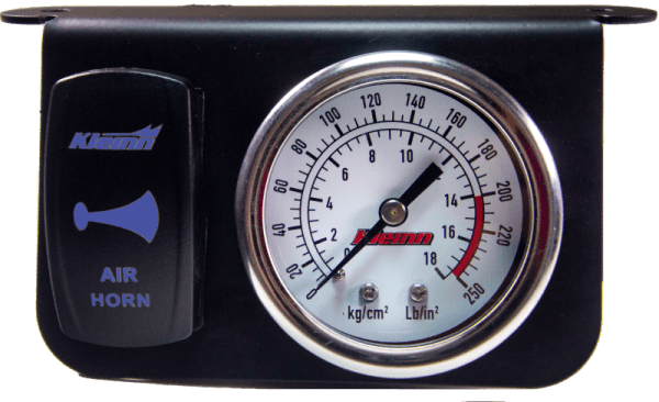 Kleinn Panel mounted 160 PSI gauge w/ an illuminated BLUE Momentary rocker switch