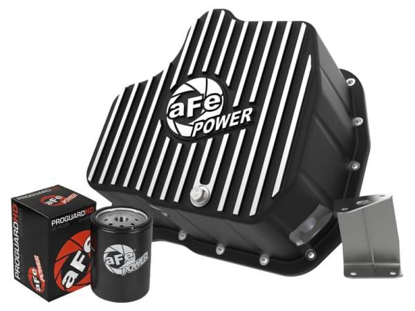aFe 011-16 GM Diesel Trucks V8-6.6L LML Engine Oil Pan Black POWER Pro Series w/ Machined Fins