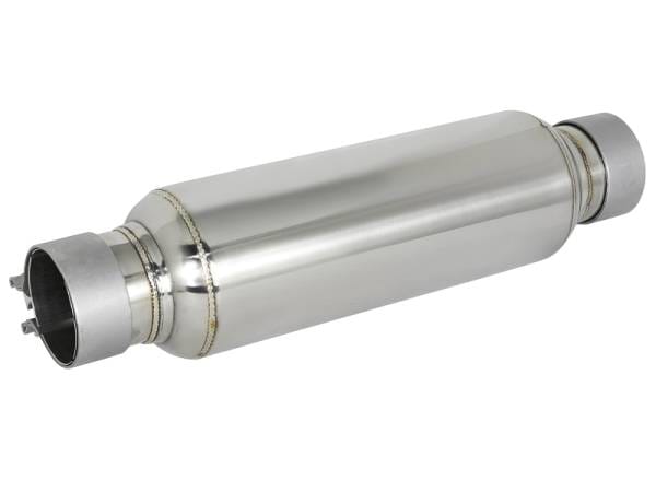 aFe MACH Force-Xp Resonator 2-1/2 IN Inlet/Outlet x 4 IN Dia. x 12 IN Body x 15 IN Overall Length