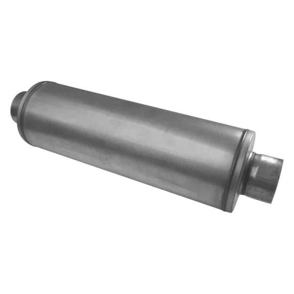 Diamond Eye Muffler 4in SGL IN/4in DUAL OUT Y 31in OVERALL LENGTH LOUVERED AL