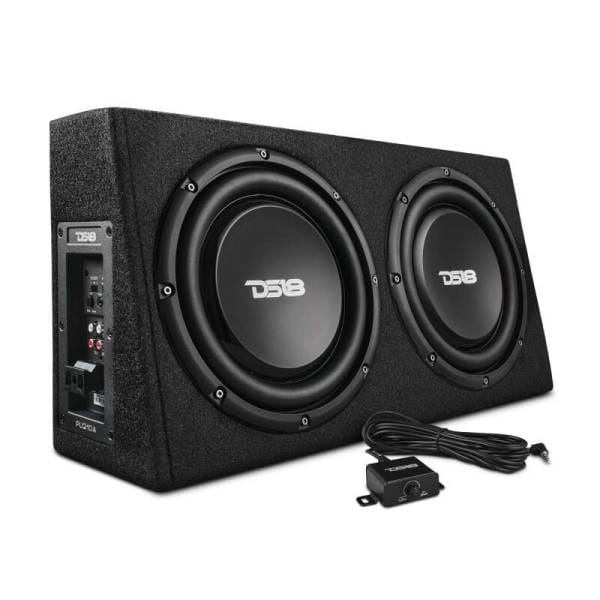 DS18 Dual 10in Shallow Enclosure w/ Subwoofer 350 Watts RMS Sealed Black Carpet Amplified