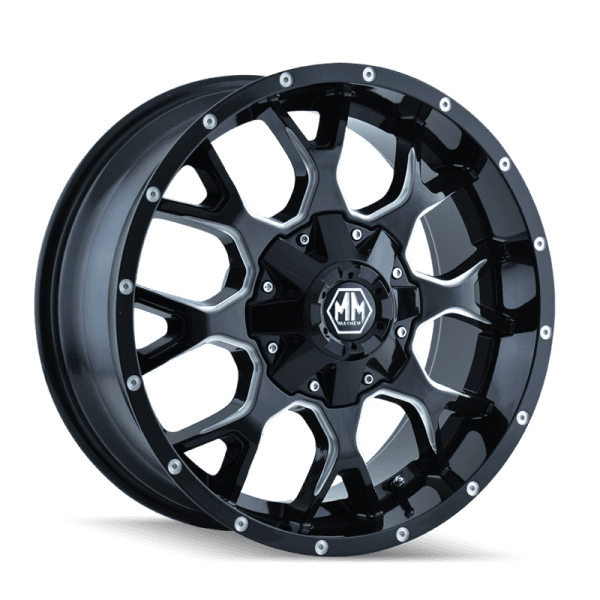 Mayhem 8015 Warrior 20x10 / 8x170 BP / -25mm Offset / 125.2mm Hub Gloss Black Milled Wheel