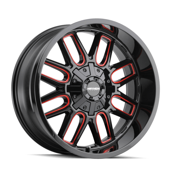 Mayhem 8107 Cogent 20x9 / 6x135 BP / 0mm Offset / 106mm Hub Black w/ Prism Red Wheel