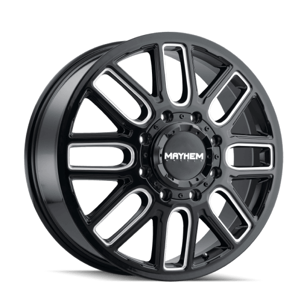 Mayhem 8107D Cogent Dually 20x8.25/8x165.1 BP/115mm Offset/121.3mm Hub Black w/ Milled Spokes Wheel