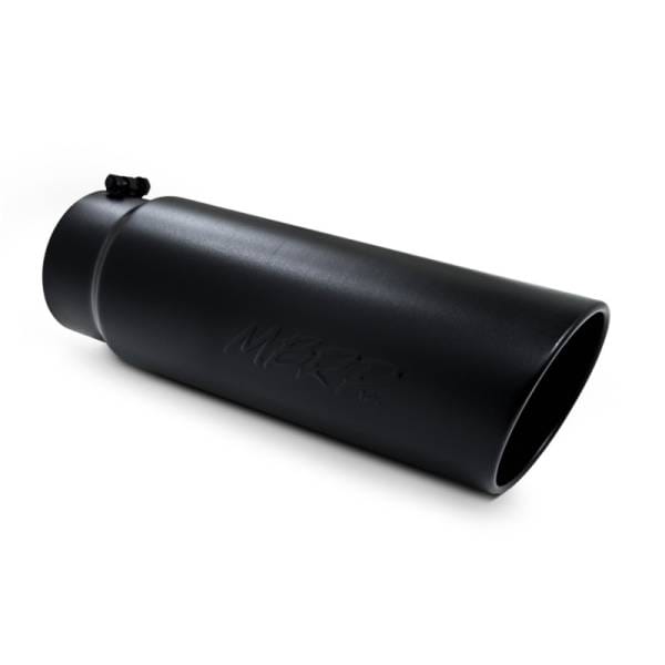 MBRP Universal Tip 6in OD Angled Rolled End 5in Inlet 18in Length Black Finish Exhaust