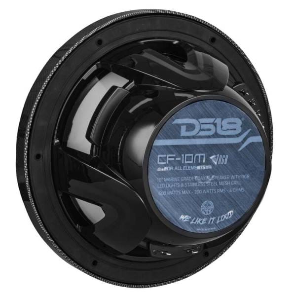 DS18 NXL-M Series Speaker w/ RGB LED Lights 10in 2-Way 200 Watts RMS 4 ohm Black Carbon Fiber
