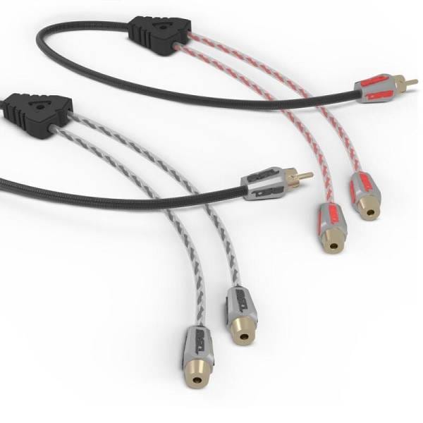 DS18 Level 3 RCA Wire Y Connector 1 Male to 2 Female Black + Red Kit