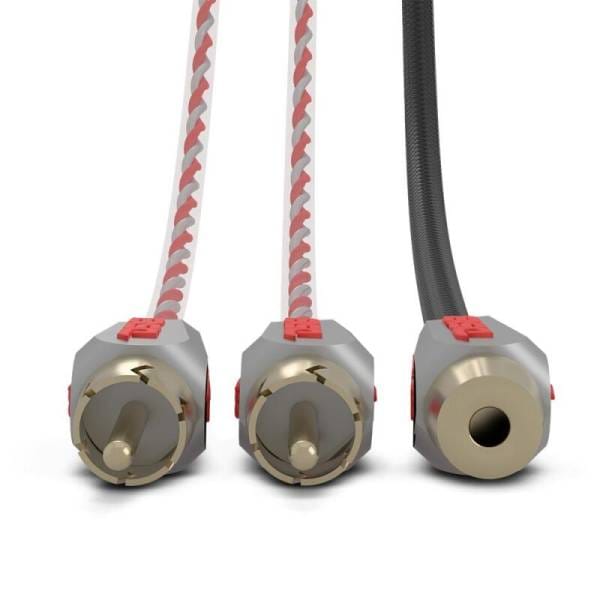 DS18 Level 3 RCA Wire Y Connector 1 Male to 2 Female Red
