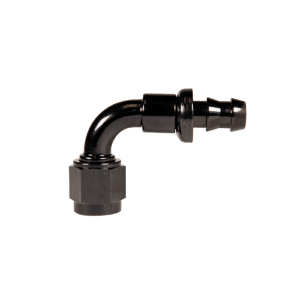 Fleece Performance Universal -6AN 90Deg to Hose Barb - Black