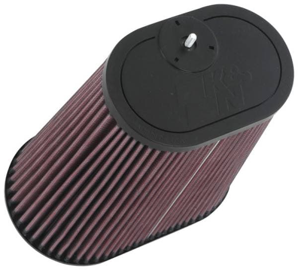 K&N Universal Clamp-On Air Filter 3-1/8in Dual FLG 8-7/8in X 5-3/16 B 6-1/4in X 4IN T, 9inH W/STUD