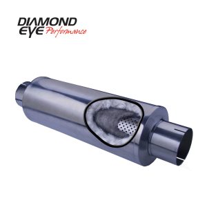 DOAMOND EYE 4"INLET/4"OUTLET/27"LENGTH T409 STAINLESS PERFORATED MUFFLER|UNIVERSAL