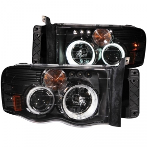 ANZO BLACK PROJECTOR HEADLIGHTS WITH LED HALO|2003-2005 DODGE RAM 2500/3500 1