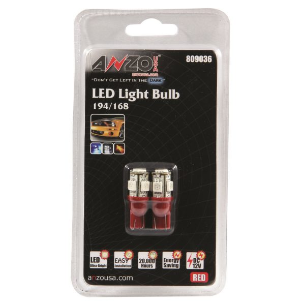 ANZO L.E.D 194/168 RED REPLACEMENT BULB|UNIVERSAL 1